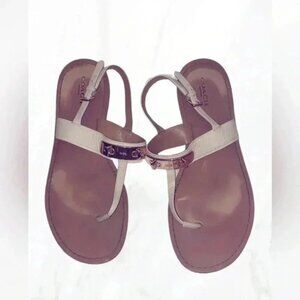 Coach inchCassidyinch  cream and gold metal buckle thong flat sandals 8